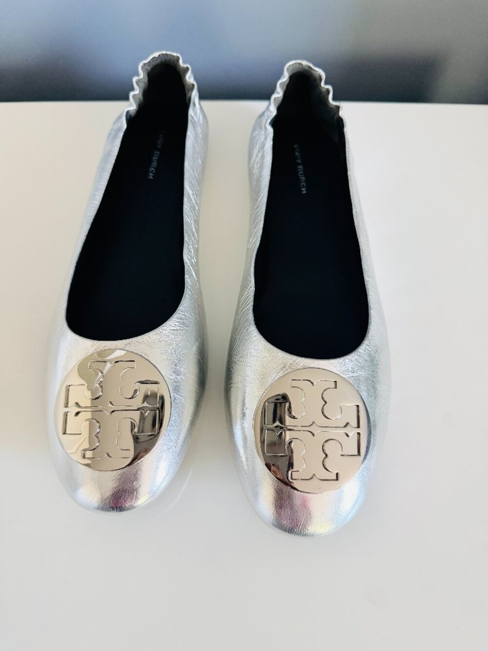 Tory Burch Silver Flats – Brand New, Never Worn, US Size 10.5
